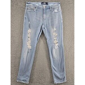 Hollister Jeans Womens 30x30 Light Wash Skinny Distressed Ripped Denim Pants